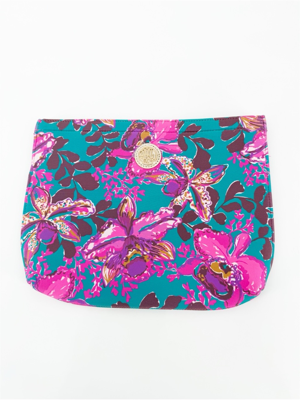 Lilly Pulitzer Neoprene Swim Zip Pouch Bag Blue Rhapsody Orchid You Not